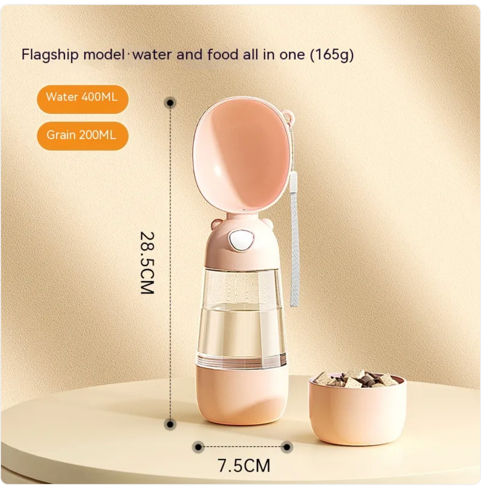 2-in-1 Portable Dog Water Bottle & Food Feeder