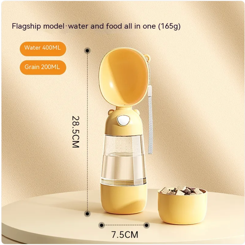 2-in-1 Portable Dog Water Bottle & Food Feeder