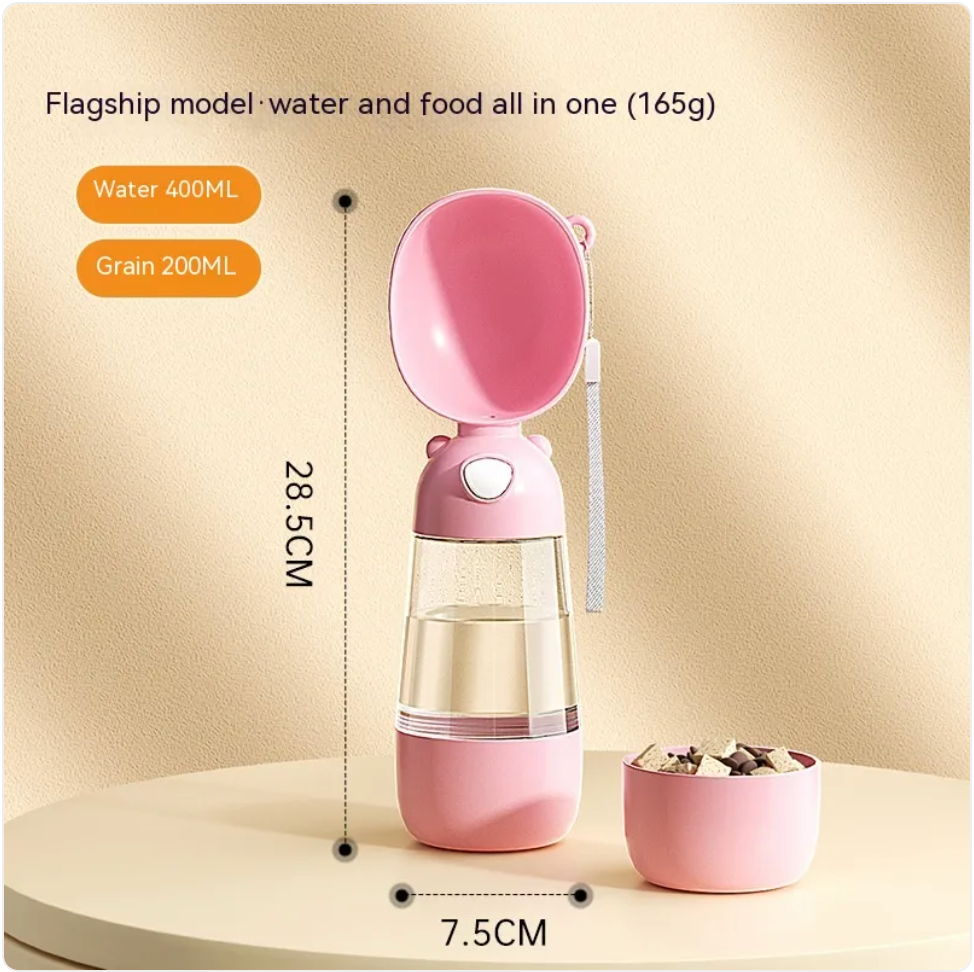2-in-1 Portable Dog Water Bottle & Food Feeder